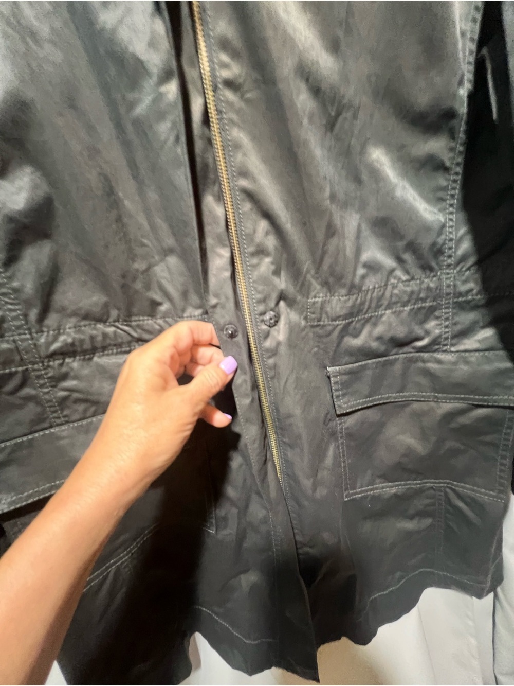Eileen Fisher Petite Charcoal Drawstring Utility Anorak Zip Front PL - Picture 10 of 10